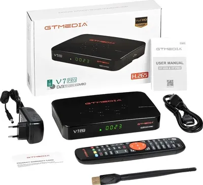Obrázek produktu pro Satelitní HD přijímač, USB připojení, podpora více formátů, GTMEDIA V7 PRO, EU zástrčka