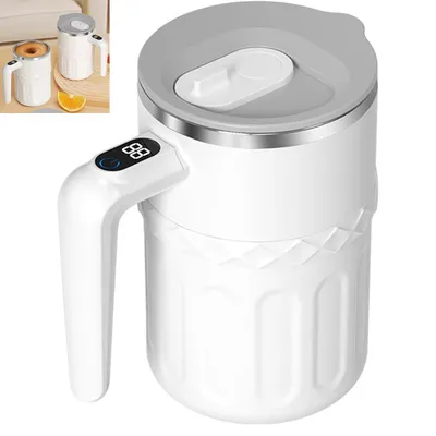 Produktbild von 380ml Automatischer Rührbecher,Selbstrührender Kaffeebecher, Magnetische Selbstrührende Tasse mit Temperaturanzeige,304 Edelstahl,Wiederaufladbarer