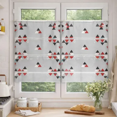 Produktbild von Kleiner Fenstervorhang mit Dreiecksstickerei