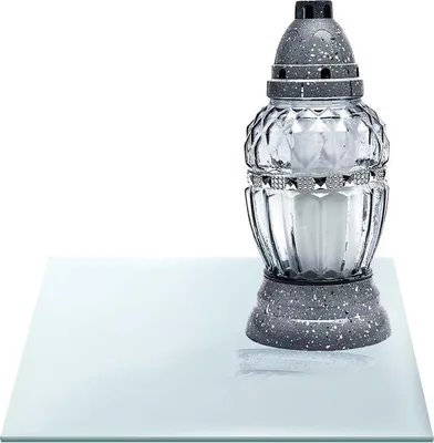 Zdjęcie produktu dla SZKLANA PODSTAWKA POD ZNICZE z LUSTRA 569h 40x40cm