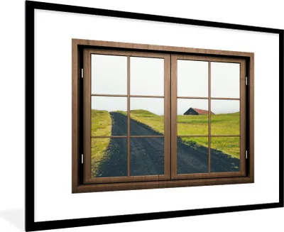Produktbild von MuchoWow® MuchoWow® Gerahmtes Poster Aussicht - Natur - Haus 90x60 cm - Poster mit zchwarzem Bilderrahmen - Wanddekoration - Fotos