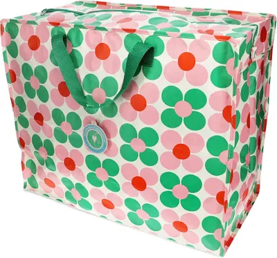 Produktbild von LS-LebenStil XXL Jumbo Bag Gänseblümchen Rosa 55cm faltbar Kunstsoff Einkaufstasche Unterbettkommode Aufbewahrungstasche Kleidung Bettdecken Kissen