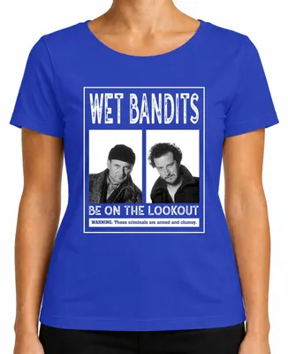 Immagine prodotto di Maglietta da donna Wet Bandits Harry Marv Mugshot - Kevin Home Alone Wet Bandits Ugly Christmas Sweater, Blu, L