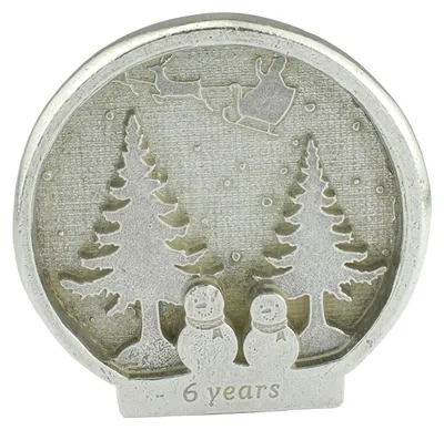 Metall-Ornament Schneemann-Szene 6. Hochzeitstag Weihnachten