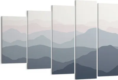 Produktbild von Bild auf Leinwand - Leinwandbild - 5 Teile - Berge Grafiken Buntstift - 150x100cm - Wand Bild - Wanddeko - Wandbilder - Leinwanddruck - Bilder - Wanddekoration - Leinwand bilder - EG150x100-4389