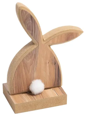 Image de Lapin de Pâques Figurine de Pâques Décoration en bois Bois naturel 17x21 cm