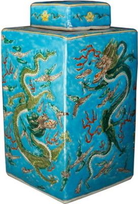 Fine Asianliving Chinesischer Deckelvase Porzellan Handbemalt Drachen Blau B18xT18xH34cm Dekorative Vase Blumenvase Orientalische Keramik Vase Dekoration Vase Moderne Tischdekoration Vase