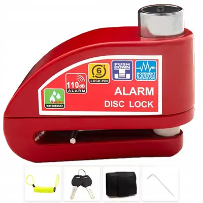 Produktbild von Best BNT02 Bremsscheibenschloss mit Alarm für Motorrad Fahrrad Rot