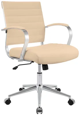 Produktbild von CLP Bürostuhl Oakland höhenverstellbar und drehbar | Farbe creme Material Echtleder