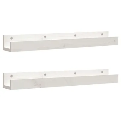 Image de vidaXL Étagères murales 2 pcs. Blanc 80x12x9 cm Pin massif