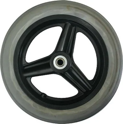 A close-up view of a single wheel.