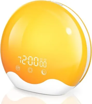 Produktbild von Laliled leichter Wecker, Tageslicht Doppelalarme, Sonnenuntergangssimulation von Sonnenaufgang, 5 Töne aufwachen, FM Snooze, Nachtlampe