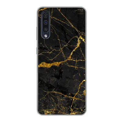 Produktbild von MuchoWow® Handyhülle Schutzhülle Hülle für Samsung Galaxy A30s Marmor - Gold - Schwarz - Marmoroptik - Luxus - Glitzer Silikon Softcase Handy Hülle - Karteninhaber