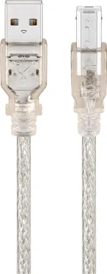 Produktbild von Goobay 68973 USB 2.0 Hi-Speed Kabel, Transparent, 3 m - USB 2.0-Stecker (Typ A) > USB 2.0-Stecker (Typ B)