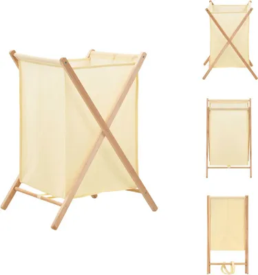 Image de vidaXL Panier à linge en cèdre et tissu beige 42x41x64 cm - Paniers à linge