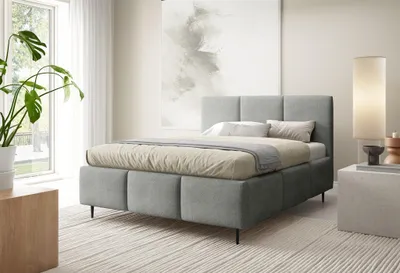 Produktbild von Polsterbett Schlafzimmerbett MIAMI Komplettset 160x200cm in Stoff Coral Grau