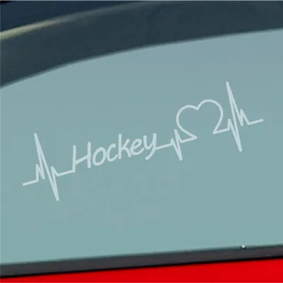 Produktbild von Auto Aufkleber Hockey Herzschlag Ballsport Team Feld Sport Liebe 19x6 cm Milchglas Sticker Heckscheibenaufkleber