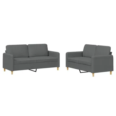 Immagine prodotto di vidaXL Set divano 2 pezzi con cuscini in tessuto grigio scuro