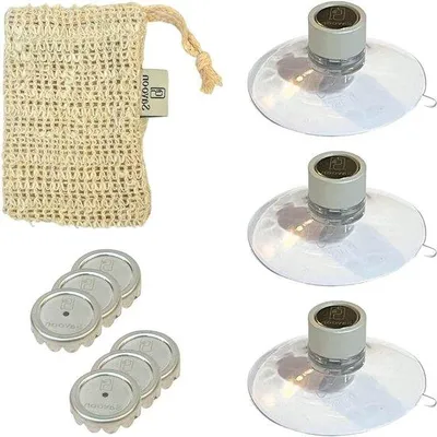 Image de Porte-savon magnétique gris avec ventouse en acier inoxydable pour la salle de bains et la cuisine