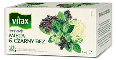 Obrázek produktu pro Herbata ziołowa mięta czarny bez Vitax Insp 20 torebek