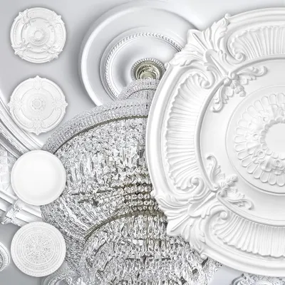 Produktbild von HEXIM Stuckrosetten aus PU, Ø 95-101cm - leichte und solide Verzierungen für Wand & Decke - (B3095, Ø 101 cm) Stuck Deckenrosette modern für Kronleuchter Rosette Wandrosette Zierelement