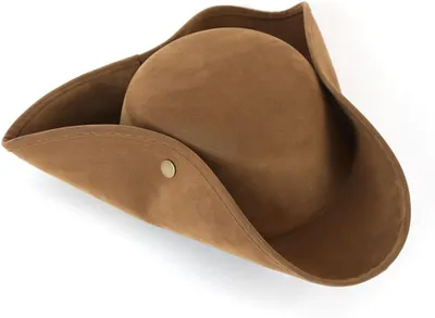 Produktbild von Piratenhut Dreispitz Braun – Wildleder Optik – Tricorne Hut für Piratenkostüm, Karneval & Halloween