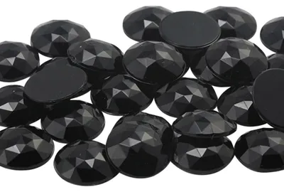 Runde Acryl-Ziersteine 18 mm, glänzend schwarz, 30 Stück