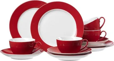 Immagine prodotto di Servizio da caffè in porcellana rossa, 12 pezzi