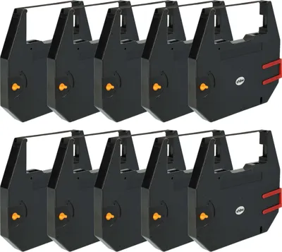 Produktbild von vhbw 10x Farbband Schriftband kompatibel mit Butec 1001, 1005, 3000, 2000, 2002, 250 E, 12, 4000, 4004 Nadeldrucker, Bondrucker - Carbonband Schwarz
