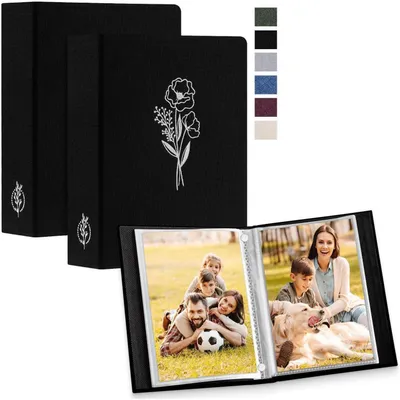 Immagine prodotto di Album fotografici 13x18 cm, rivestiti in lino nero, set da 2, 100 foto per album