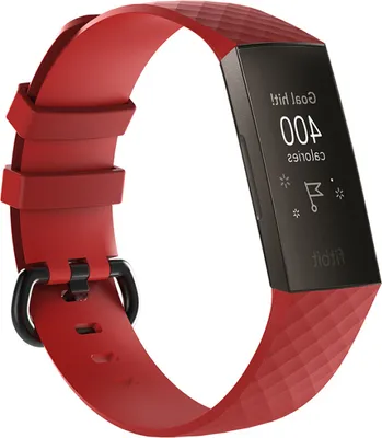 Produktbild von BStrap Silicone Diamond (Large) Armband für Fitbit Charge 3 / 4, red