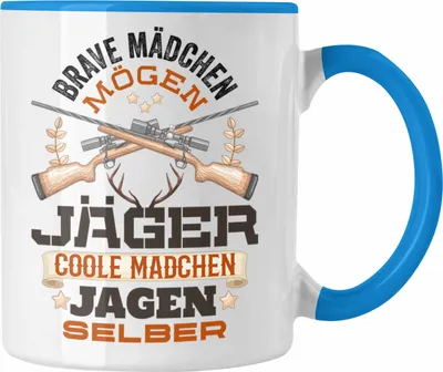 Produktbild von Trendation - Frauen Jägerin Tasse Geschenk Spruch Mädchen Jagen (Blau)
