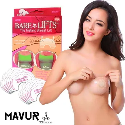 Obrázok produktu pre BARELIFTS Podprsenka Push Up Vložky Neviditeľné lepiace prúžky na prsia Podprsenka lepiaca Push Up Lifting, prsné pásky Transparentná samolepiaca veľkosť pohára A B C D [10 ks]