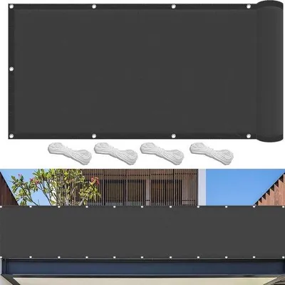 Obrázek produktu pro Stínicí plachta, obdélníková – voděodolná – venkovní sluneční clona – blokuje 98 % UV záření – 160 x 360 cm – tmavě šedá