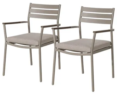 Produktbild von home24 Gartenstuhl - 2er-Set - Aluminium / Polyester - Grau
