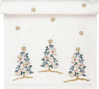 Produktbild von Greengate Lucie Xmas Tischläufer bestickt white 140xx45cm