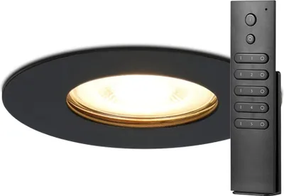Produktbild von hoftronic Bari Einbaustrahler 5W GU10 400lm 2700K Schwarz IP65 dimmbar