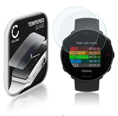 Image de 2x Protection d'écran en verre compatible avec Polar Vantage M (2.5D, résistance 9H, 0,33mm, Full Glue) - protège écran montre connectée sport gps fitness