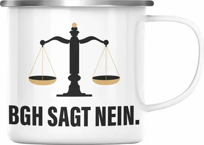 Produktbild von Trendation - Jura Geschenk Emaille Tasse mit Spruch für Jurist Juristin Geschenkideen Lustig für Examen Staatsexam (Silber)
