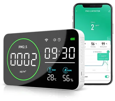 PM2.5-Detektor mit App, Alarm, Temperatur- und Feuchtemessung