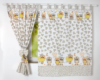 Produktbild von BABYLUX Kinderzimmer VORHÄNGE mit Schlaufen 105. Eule Beige