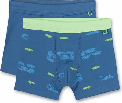 Produktbild von Sanetta Jungen Shorts 2er Pack - Pants, Unterhose, Single Jersey, Autos Blau 128