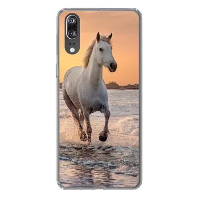 Produktbild von MuchoWow® Handyhülle Schutzhülle Hülle für Huawei P20 Pferde - Sonne - Meer - Strand - Tiere Silikon Softcase Handy Hülle - Hardcover