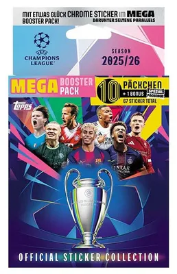 Zdjęcie produktu dla Kolekcja naklejek UEFA Champions League 2025/26 Mega Eco Pack