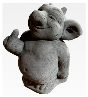 Produktbild von Frecher Gnom mit Stinkefinger - Handgefertigte, frostbeständige Beton-Steinfigur - 24/16/16 cm, ca. 4,5 kg