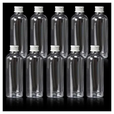 Plastikflaschen 100 ml, 10 Stück, mit Schraubdeckeln und Trichter