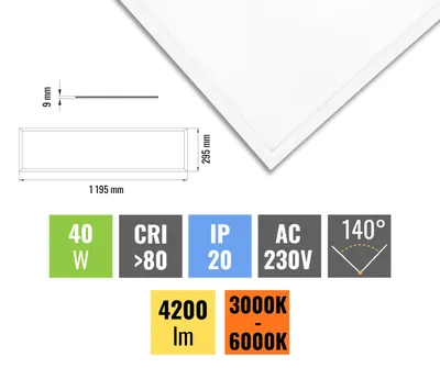 Zdjęcie produktu dla Ecolite Biały panel sufitowy LED 300 x 1200mm 40W CCT z DO LED-GPL44/B-40/BI/CCT