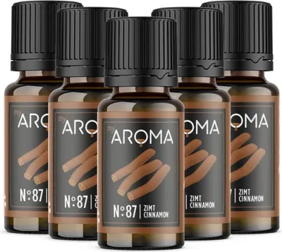 Produktbild von myAROMA Flavour Drops Zimt – 5x10ml, Zuckerfrei, Kalorienfrei & Vegan, natürliches Aroma für Küche und Getränke, Nr. 87