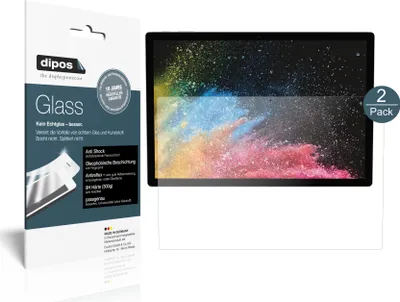 Produktbild von 2x Schutzfolie für Microsoft Surface Book 3 15 Zoll matt - Anti-Shock 9H Folie dipos Glass Kunststoffglas