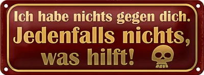 Produktbild von Blechschild Spruch 27x10cm ich habe nichts gegen dich Dekoration